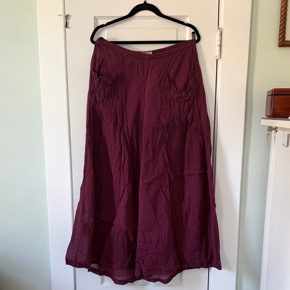 Free People Wide Leg Pants in Dark Plum/Burgundy